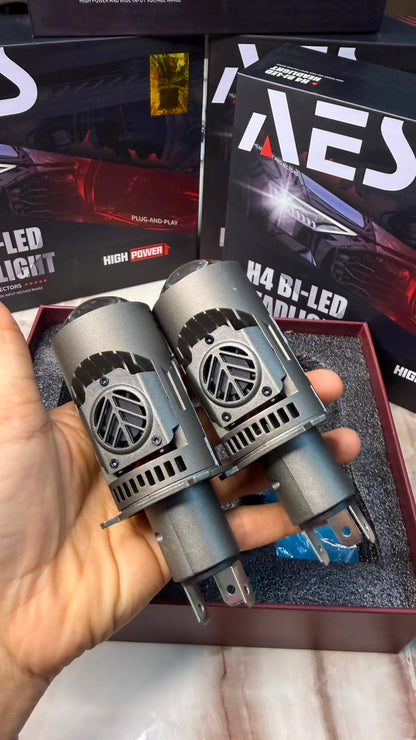 AES Experience Bi-Laser H4 Turbo SE Projector Lens Bi-LED Headlight | 60W Full Upgrade | High Brightness Car/Motorcycle Light