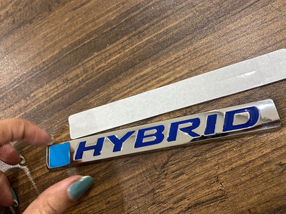Silver Hybrid Logo Emblem HEV Sport Badge Metal Sticker Car Side Fender Decal