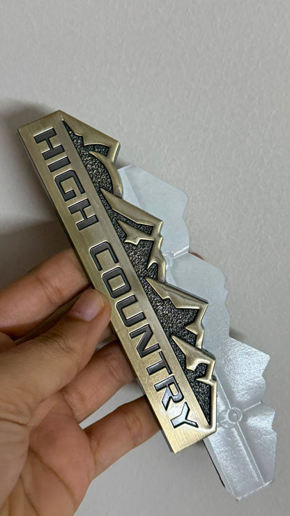 HIGH Country  Logo 12.5 x 2.8cm Car Bike Metal HIGH Country Logo Car Emblem Premium 3D Badge Auto Racing Sport Sticker Grand Tourer Decal