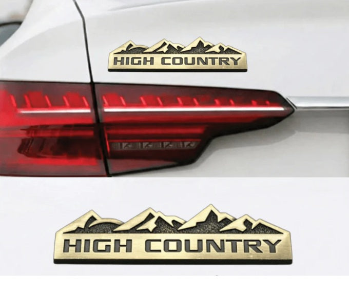 HIGH Country  Logo 12.5 x 2.8cm Car Bike Metal HIGH Country Logo Car Emblem Premium 3D Badge Auto Racing Sport Sticker Grand Tourer Decal