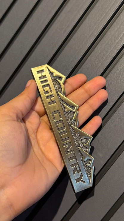 HIGH Country  Logo 12.5 x 2.8cm Car Bike Metal HIGH Country Logo Car Emblem Premium 3D Badge Auto Racing Sport Sticker Grand Tourer Decal