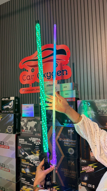 Caroxygen RGB Led Car Antenna Light with Remote Control 90 cm Multicolor Music & Flash Modes