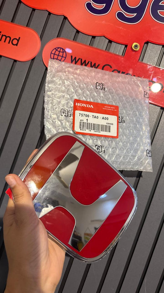 Genuine Honda Front Grille Emblem Red H Logo OEM Part No. 75700-TA0-A00 |
