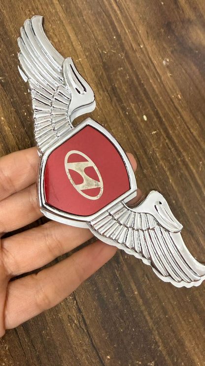 Car Front Hood Emblem– 3D Metal Wing Logo Badge, Self Adhesive Chrome Finish Car Bonnet Logo,