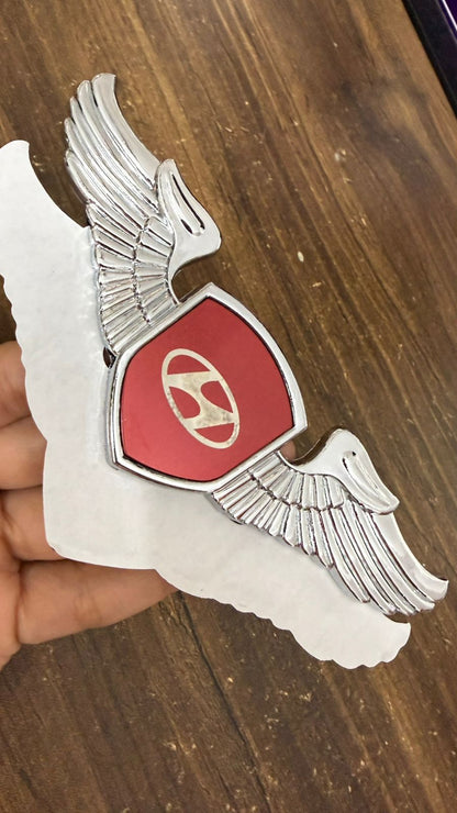 Car Front Hood Emblem– 3D Metal Wing Logo Badge, Self Adhesive Chrome Finish Car Bonnet Logo,