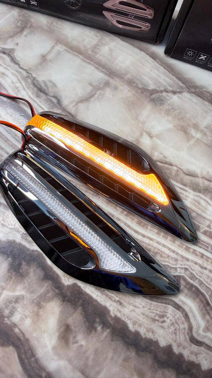 Caroxygen Dynamic Dual Colour Side Marker LED Light, White DRL & Amber Turn Signal for Cars and SUVs, Sleek Replacement Driving Indicators
