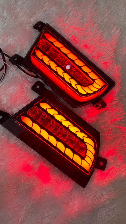 Rear Reflector Led Brake Light With Indicator Matrix +Scaning/3D Bumber Drl Back Compatible Scorpio N 2022 Onwards 1-Set (Four Function, Car)