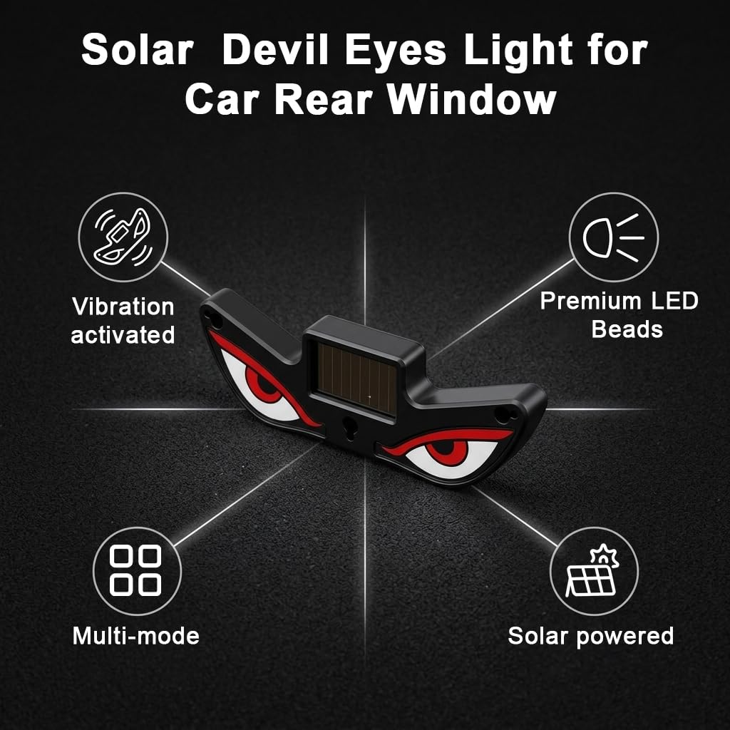 Caroxygen Solar Powered Devil Eyes Light for Car Rear Window Light for Night Driving & Styling