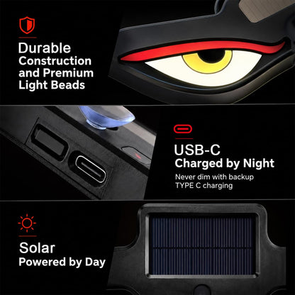 Caroxygen Solar Powered Devil Eyes Light for Car Rear Window Light for Night Driving & Styling