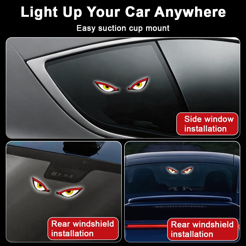 Caroxygen Solar Powered Devil Eyes Light for Car Rear Window Light for Night Driving & Styling