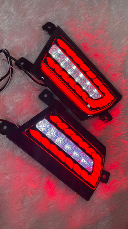 Rear Reflector Led Brake Light With Indicator Matrix +Scaning/3D Bumber Drl Back Compatible Scorpio N 2022 Onwards 1-Set (Four Function, Car)