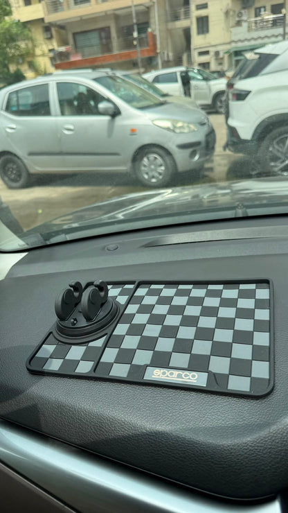 Sparco Premium Silicone Anti-Slip Car Dashboard Mat with 360° Mobile Phone Holder