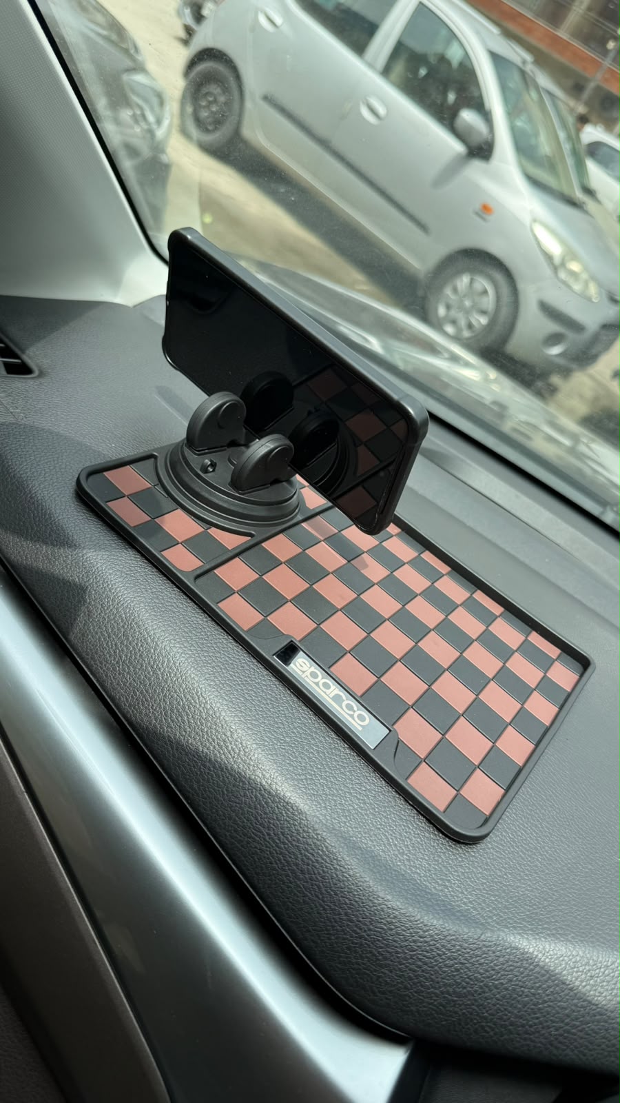 Sparco Premium Silicone Anti-Slip Car Dashboard Mat with 360° Mobile Phone Holder