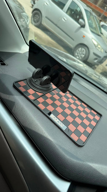 Sparco Premium Silicone Anti-Slip Car Dashboard Mat with 360° Mobile Phone Holder