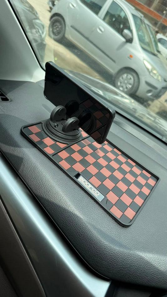 Sparco Premium Silicone Anti-Slip Car Dashboard Mat with 360° Mobile Phone Holder