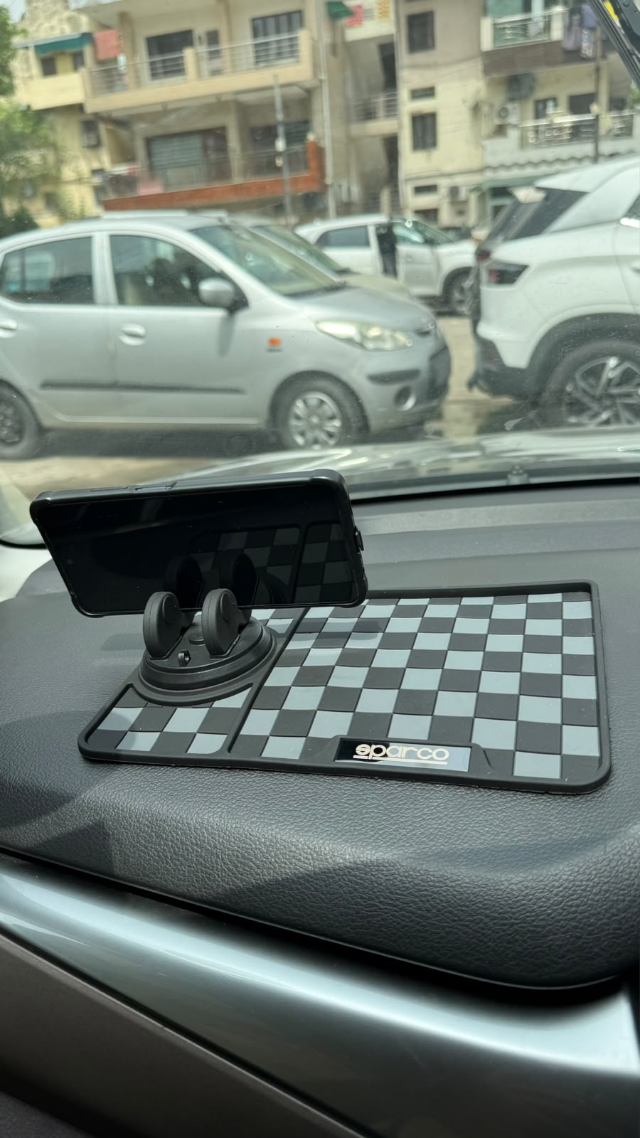 Sparco Premium Silicone Anti-Slip Car Dashboard Mat with 360° Mobile Phone Holder