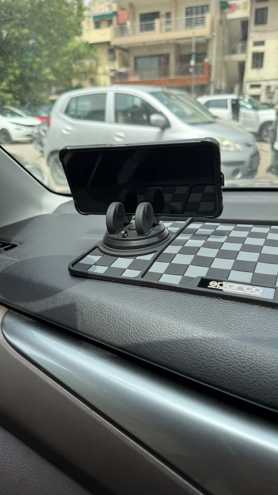 Sparco Premium Silicone Anti-Slip Car Dashboard Mat with 360° Mobile Phone Holder