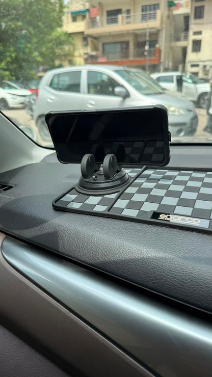 Sparco Premium Silicone Anti-Slip Car Dashboard Mat with 360° Mobile Phone Holder