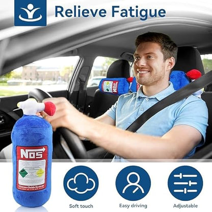 Car Neck Pillow, NOS Bottle Design Plush Car Headrest Pillow Neck Support Pillow for Car Seat, Office Chair, Travel, 11 x 4.7in