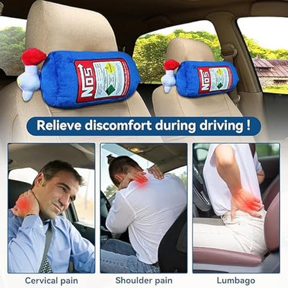 Car Neck Pillow, NOS Bottle Design Plush Car Headrest Pillow Neck Support Pillow for Car Seat, Office Chair, Travel, 11 x 4.7in