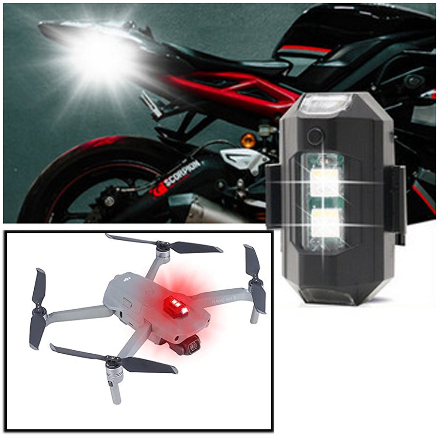 Wireless LED Strobe Lights with Remote Control, High Brightness 7 Colors USB Charging Led Drone Anti-Collision Lights Night Warning Light for Car Motorcycle Aircraft Bike RC