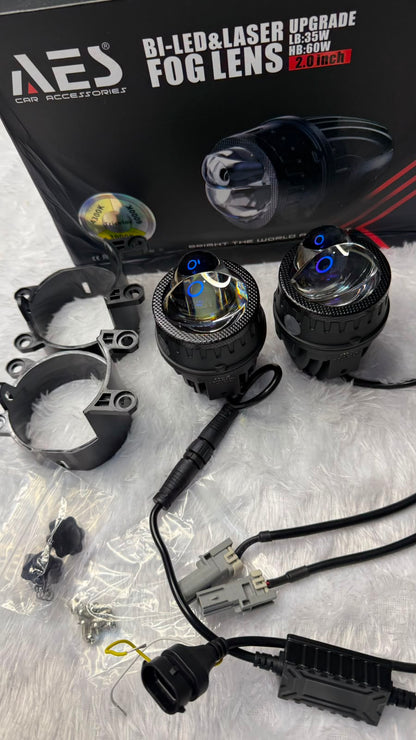 AES 2.0-Inch Bi-LED & Laser Upgrade Fog Lens – 35W Low Beam / 60W High Beam, Tri Color