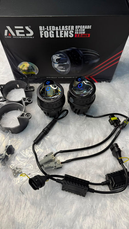 AES 2.0-Inch Bi-LED & Laser Upgrade Fog Lens – 35W Low Beam / 60W High Beam, Tri Color