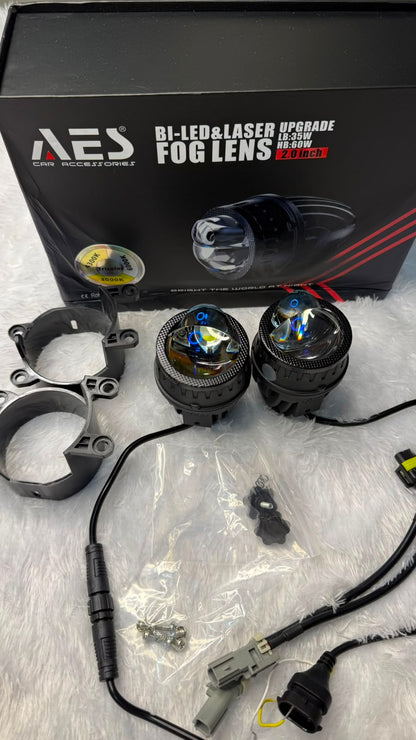 AES 2.0-Inch Bi-LED & Laser Upgrade Fog Lens – 35W Low Beam / 60W High Beam, Tri Color