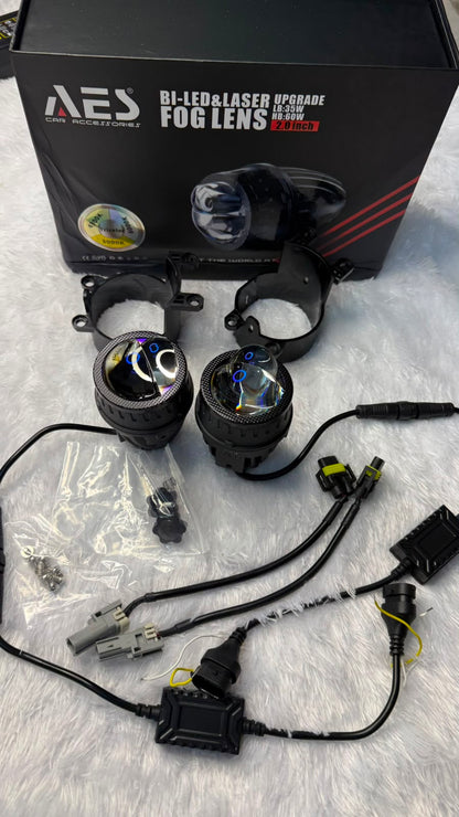AES 2.0-Inch Bi-LED & Laser Upgrade Fog Lens – 35W Low Beam / 60W High Beam, Tri Color