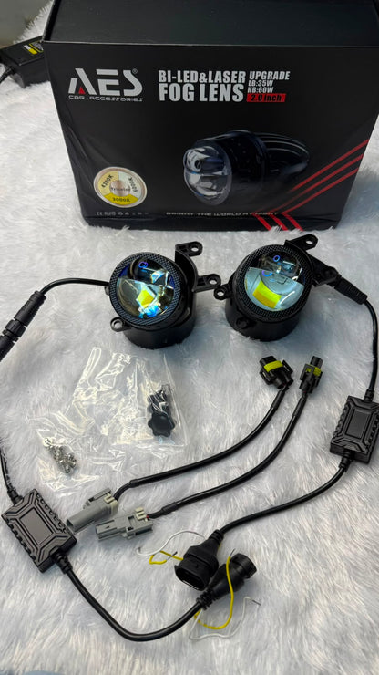AES 2.0-Inch Bi-LED & Laser Upgrade Fog Lens – 35W Low Beam / 60W High Beam, Tri Color