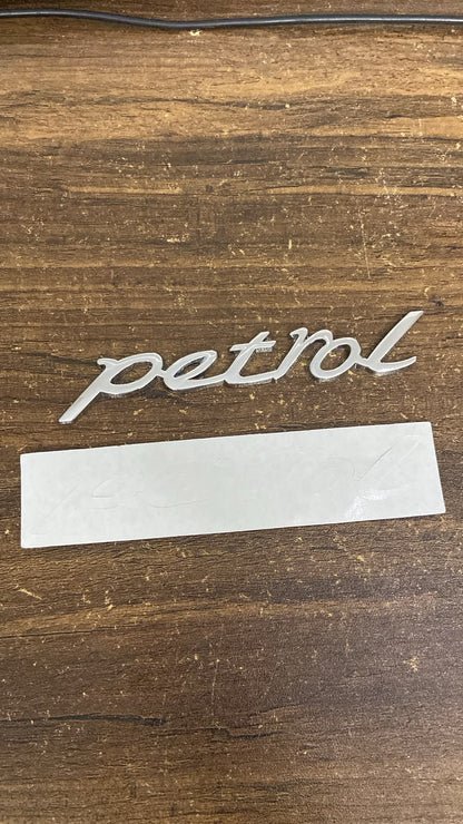 Petrol Chrome Car Emblem Badge Sticker, Self-Adhesive | Chrome Finish, Script Lettering, Car Exterior Use, Easy Application, Fuel Type Label