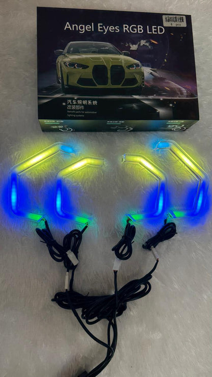 Universal RGB LED Angel Eyes DRL Headlight  | Multicolor Bluetooth/App Control