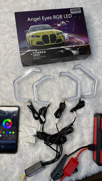 Universal RGB LED Angel Eyes DRL Headlight  | Multicolor Bluetooth/App Control