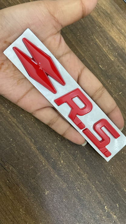 3D Metal RS Emblem Badge for Car Premium Gloss Red Finish