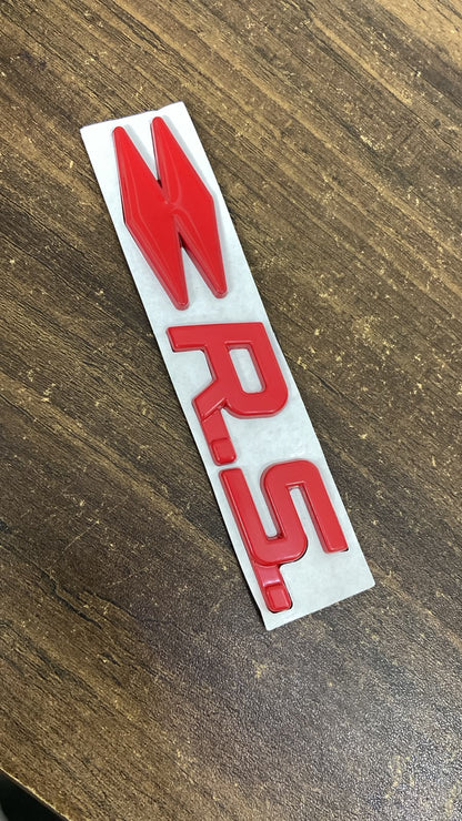 3D Metal RS Emblem Badge for Car Premium Gloss Red Finish