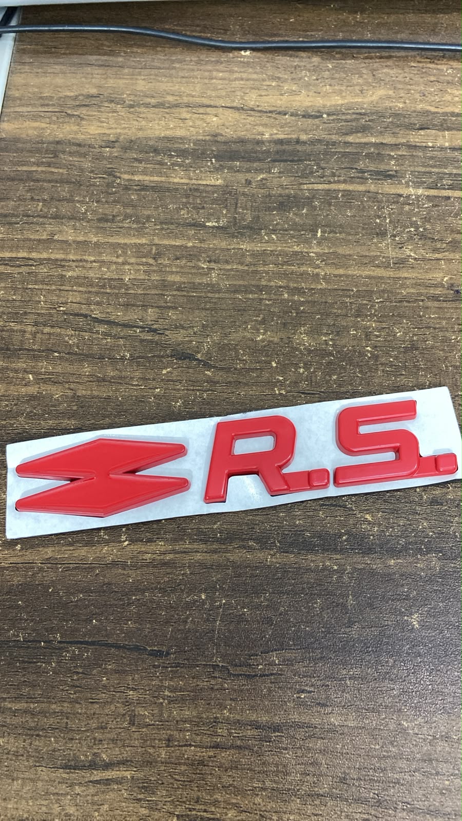 3D Metal RS Emblem Badge for Car Premium Gloss Red Finish