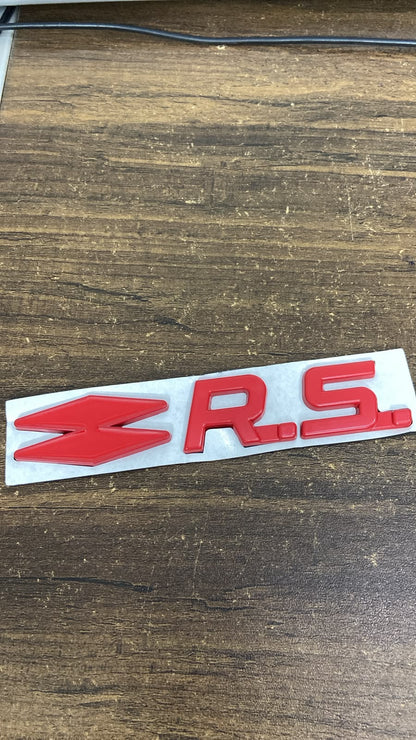 3D Metal RS Emblem Badge for Car Premium Gloss Red Finish