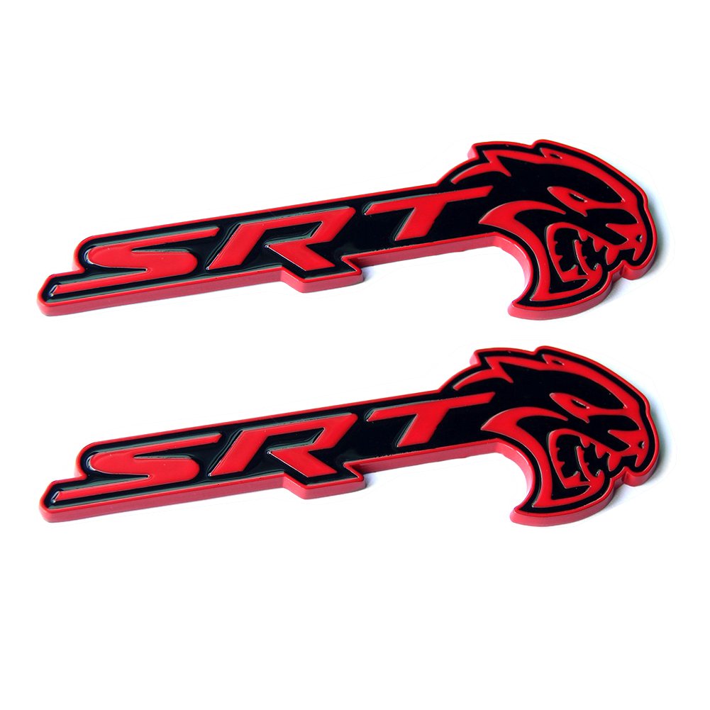 1 pcs OEM Srt Hellcat Emblem Badge Decal Srt8 Challenger Charger Red Frame