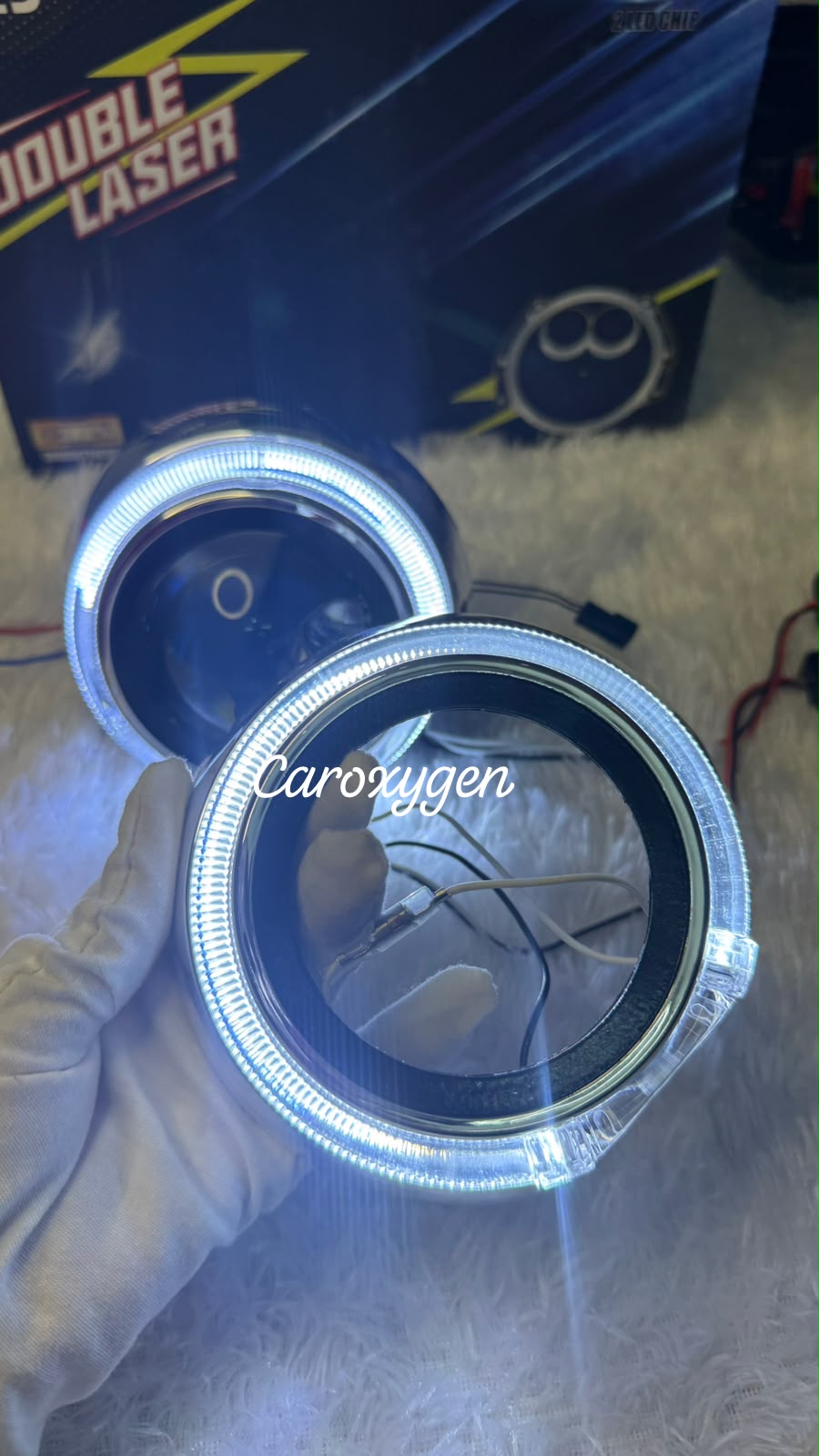 Car Headlight Shrouds Chrome Finish With led light Stylish Headlight Modification Accessory- Set of 2