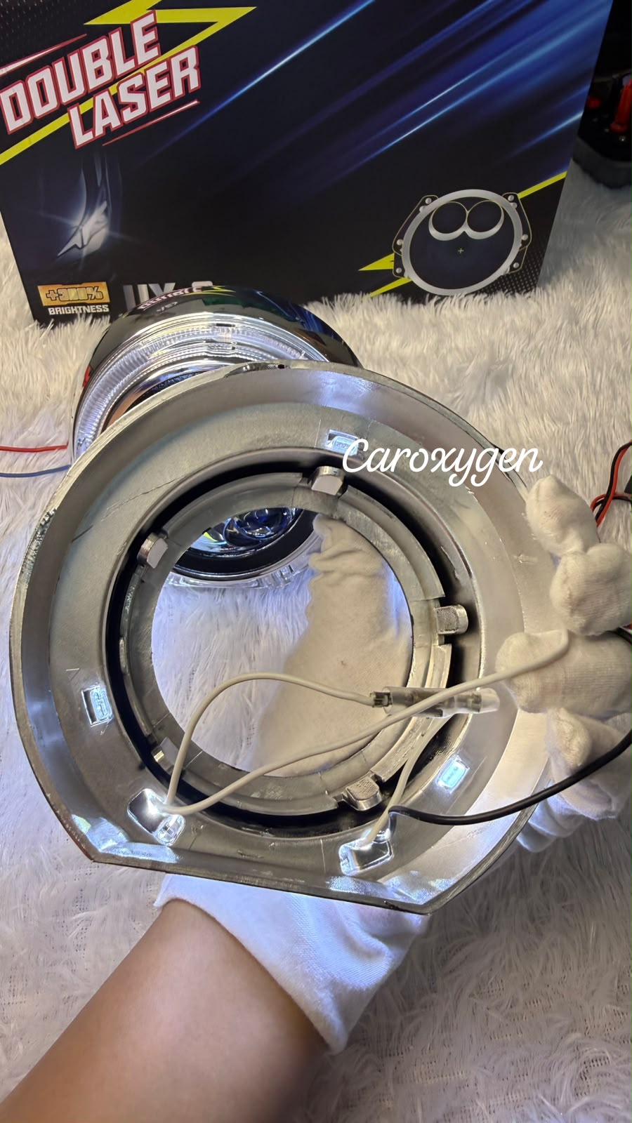 Car Headlight Shrouds Chrome Finish With led light Stylish Headlight Modification Accessory- Set of 2