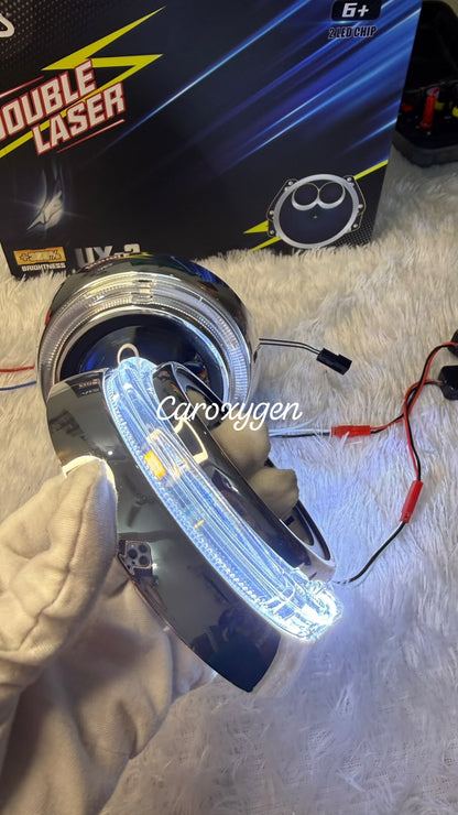 Car Headlight Shrouds Chrome Finish With led light Stylish Headlight Modification Accessory- Set of 2