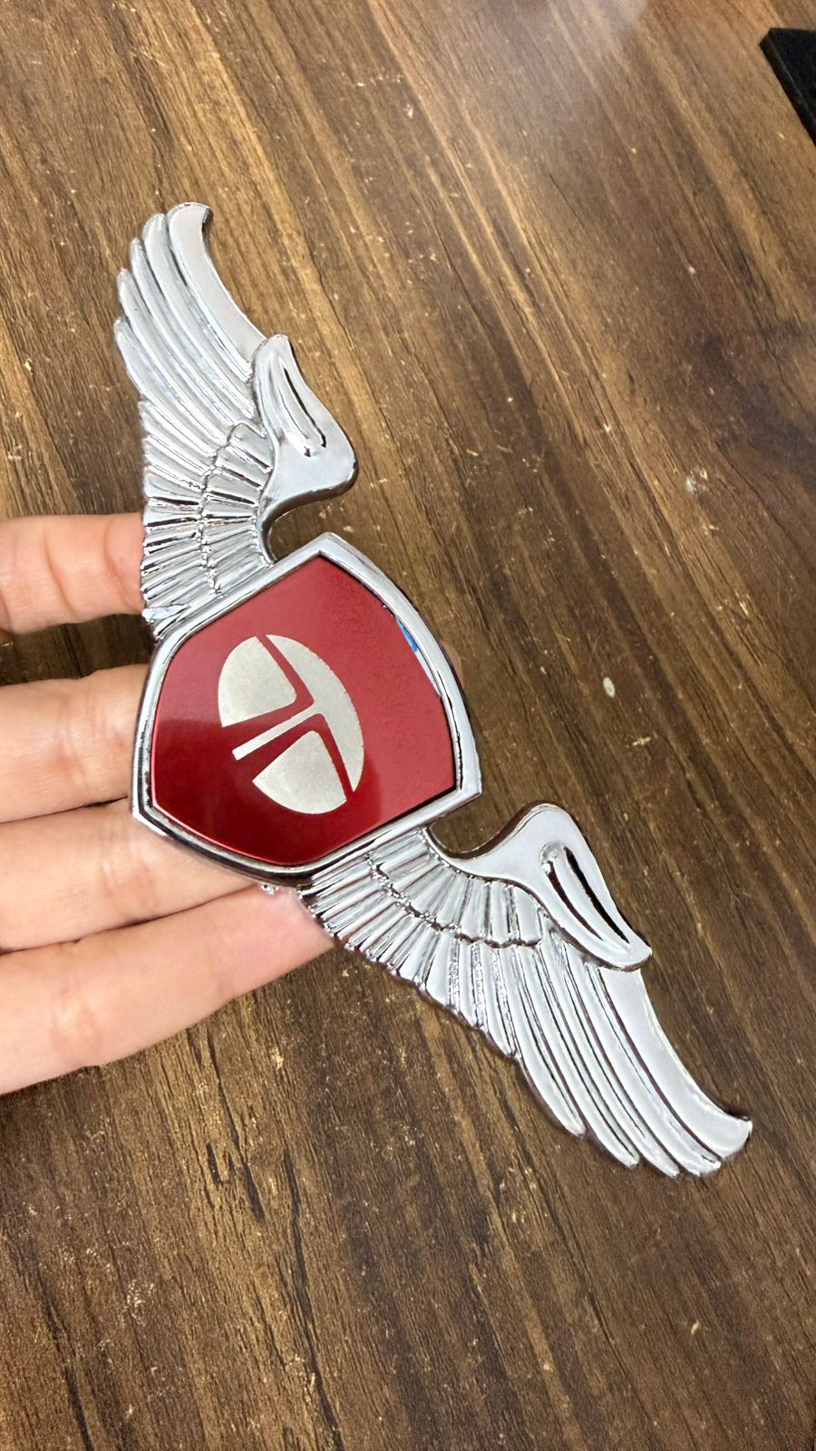Car Front Hood Emblem– 3D Metal Wing Logo Badge, Self Adhesive Chrome Finish Car Bonnet Logo,