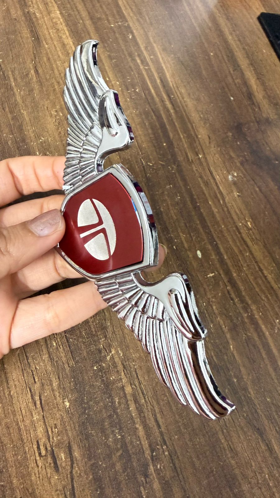 Car Front Hood Emblem– 3D Metal Wing Logo Badge, Self Adhesive Chrome Finish Car Bonnet Logo,