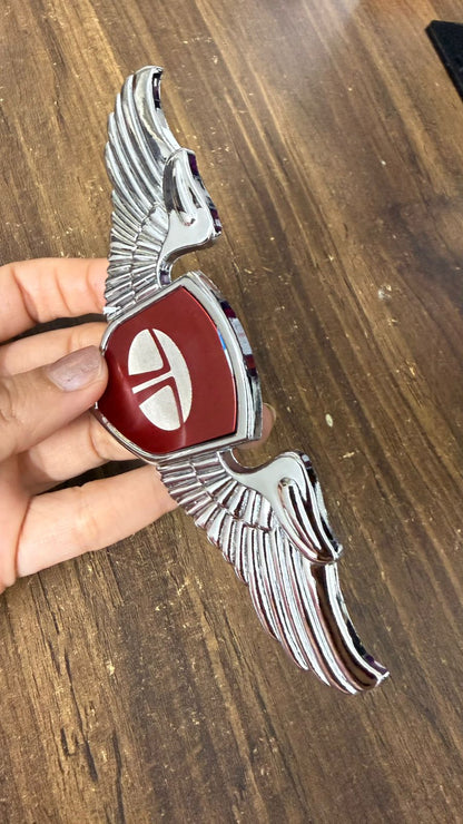Car Front Hood Emblem– 3D Metal Wing Logo Badge, Self Adhesive Chrome Finish Car Bonnet Logo,
