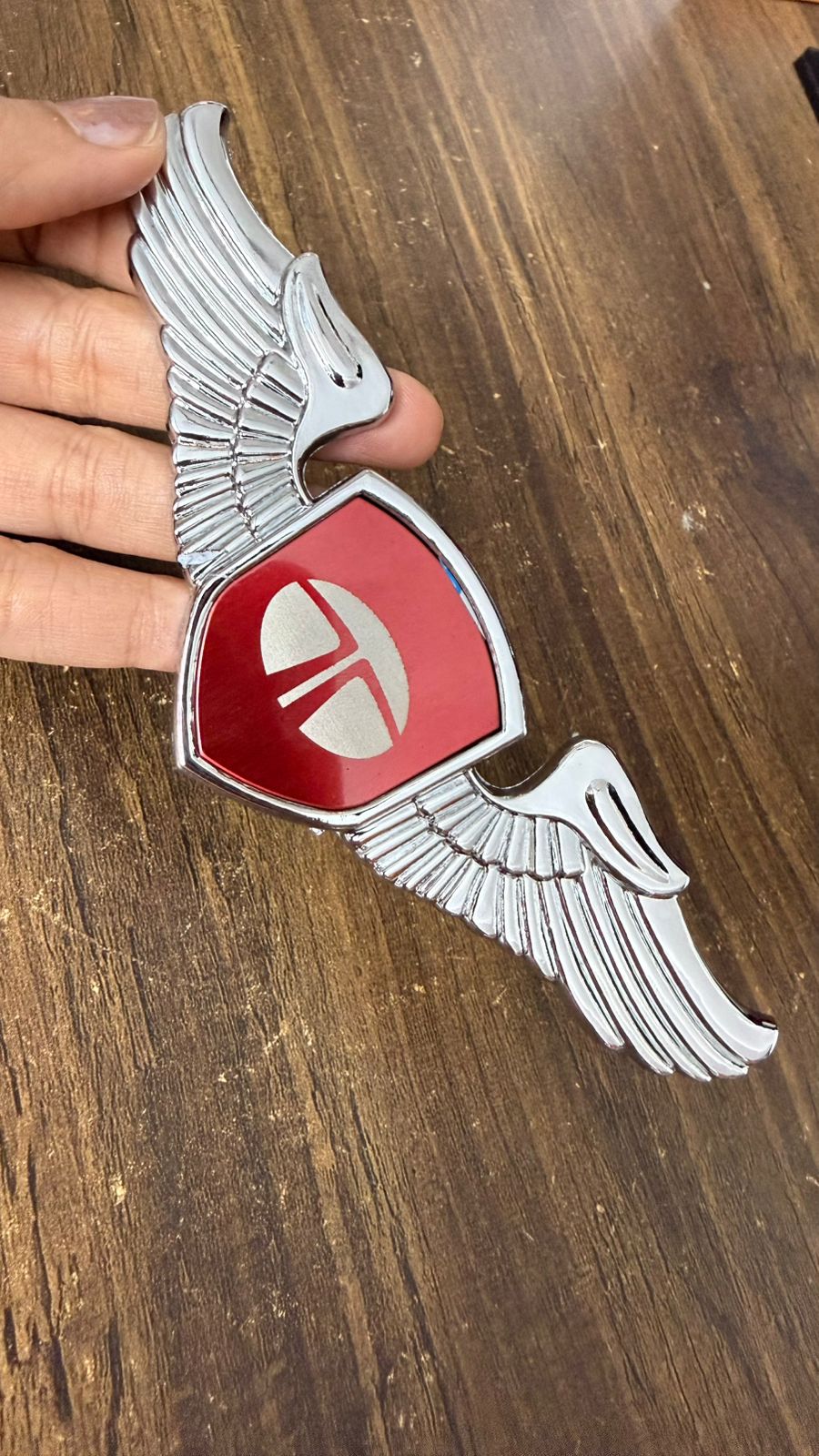 Car Front Hood Emblem– 3D Metal Wing Logo Badge, Self Adhesive Chrome Finish Car Bonnet Logo,
