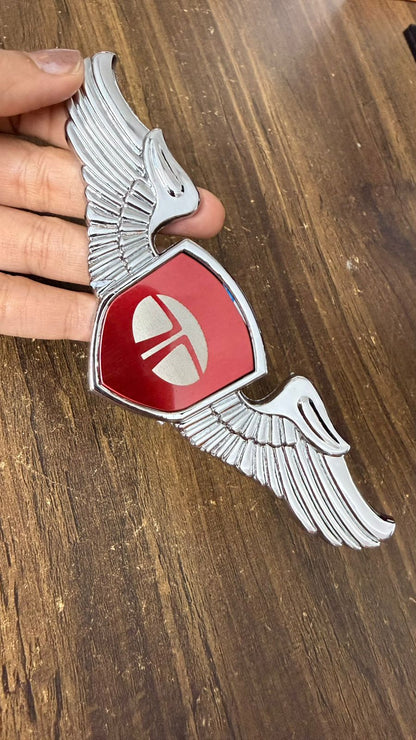 Car Front Hood Emblem– 3D Metal Wing Logo Badge, Self Adhesive Chrome Finish Car Bonnet Logo,