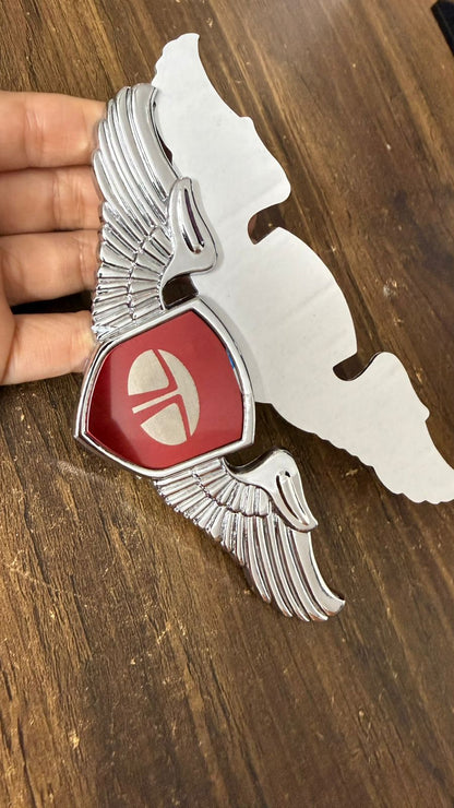 Car Front Hood Emblem– 3D Metal Wing Logo Badge, Self Adhesive Chrome Finish Car Bonnet Logo,