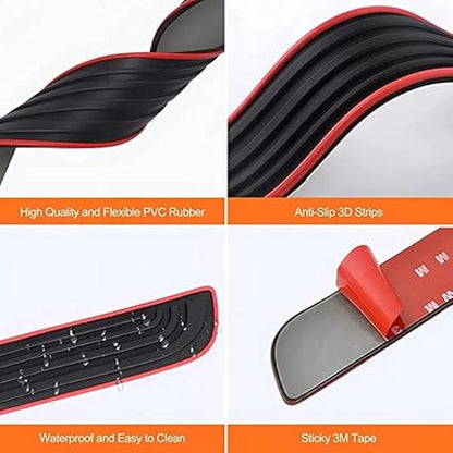 4pcs/Set Car Door Sill Plate Protectors - Toyta Emblem Black PVC Soft Rubber Front/Rear Door Sill Scuff Plate Guard, Welcome Pedal Protector Cover- Toyta