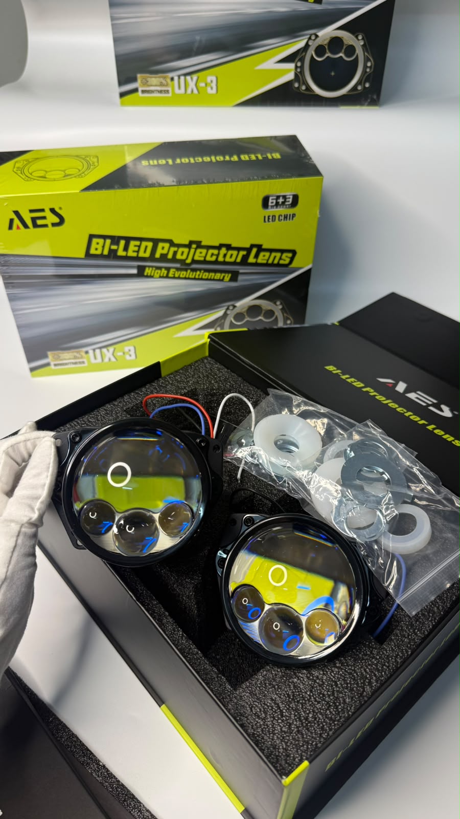 AES UX-3 Bi led 3 inch Triple Laser projector Lamp for Headlights 45W/80W Per Piece (1 Year Warranty
