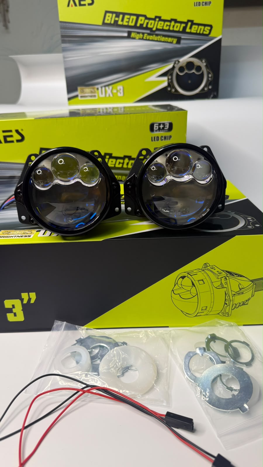 AES UX-3 Bi led 3 inch Triple Laser projector Lamp for Headlights 45W/80W Per Piece (1 Year Warranty